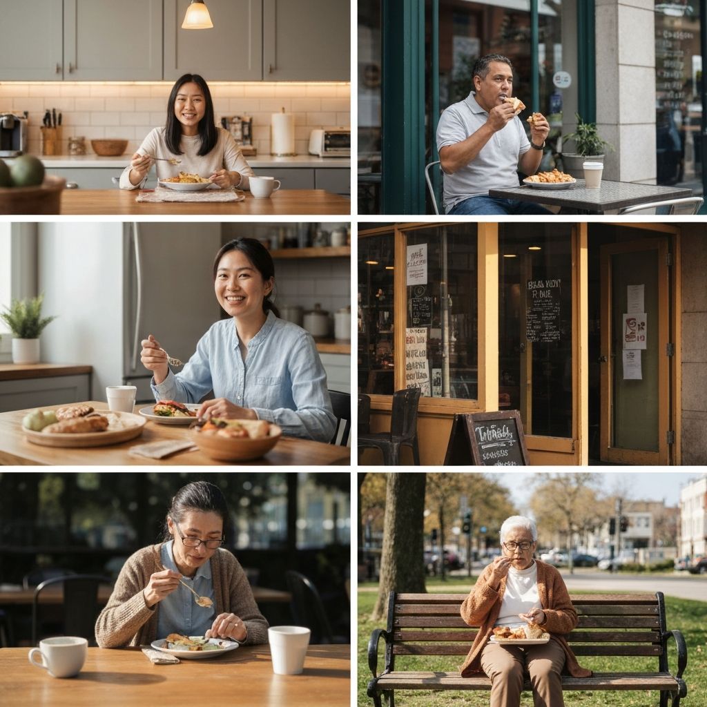 Essen an verschiedenen Orten